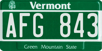 VT license plate AFG843