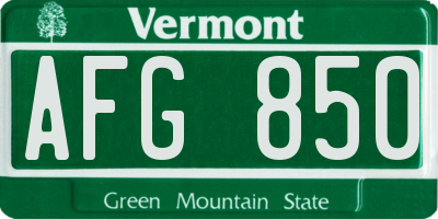 VT license plate AFG850