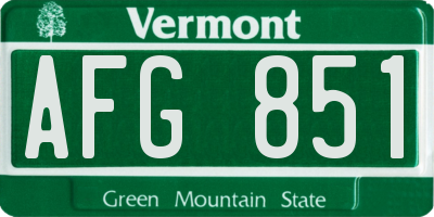 VT license plate AFG851