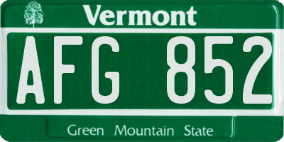 VT license plate AFG852