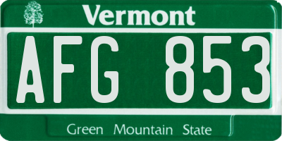 VT license plate AFG853