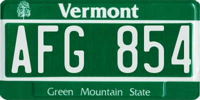 VT license plate AFG854
