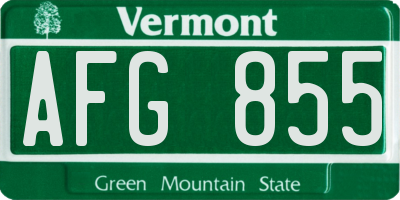 VT license plate AFG855