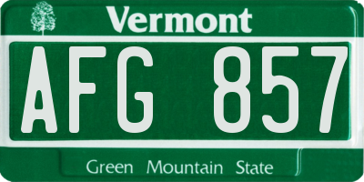 VT license plate AFG857