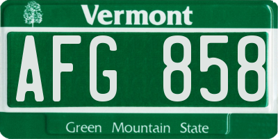 VT license plate AFG858