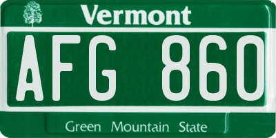 VT license plate AFG860