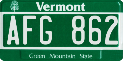 VT license plate AFG862