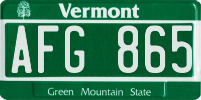 VT license plate AFG865