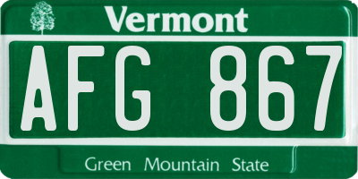 VT license plate AFG867