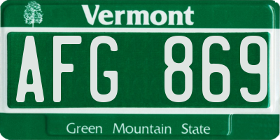 VT license plate AFG869