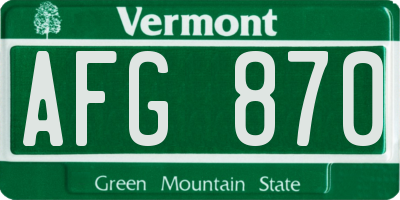 VT license plate AFG870
