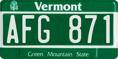 VT license plate AFG871