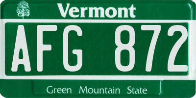 VT license plate AFG872