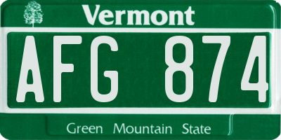 VT license plate AFG874