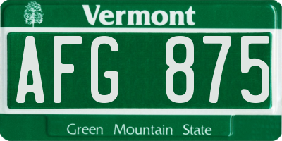 VT license plate AFG875