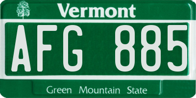 VT license plate AFG885