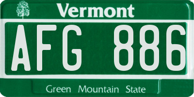 VT license plate AFG886