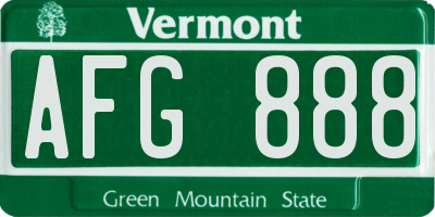 VT license plate AFG888