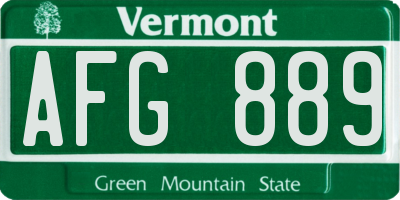 VT license plate AFG889