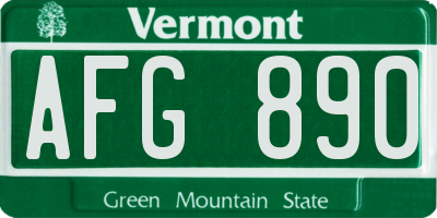 VT license plate AFG890