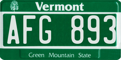 VT license plate AFG893