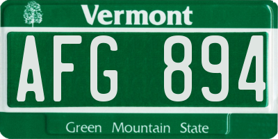 VT license plate AFG894