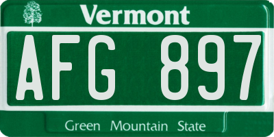 VT license plate AFG897