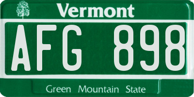 VT license plate AFG898