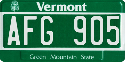 VT license plate AFG905