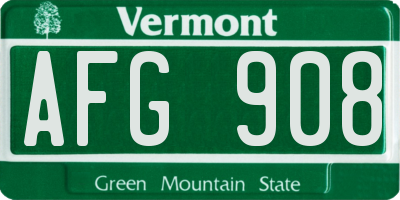 VT license plate AFG908