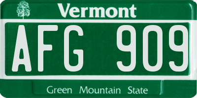 VT license plate AFG909