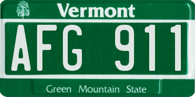 VT license plate AFG911