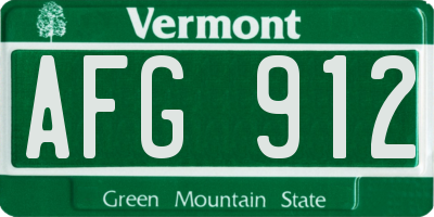 VT license plate AFG912