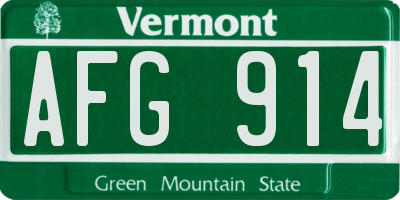 VT license plate AFG914