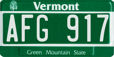 VT license plate AFG917