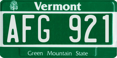 VT license plate AFG921