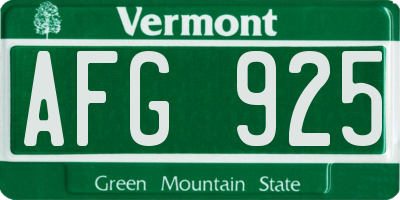 VT license plate AFG925