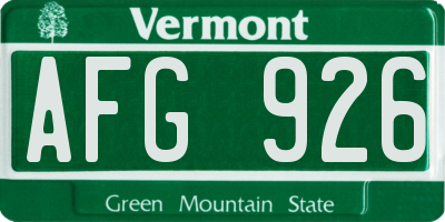 VT license plate AFG926
