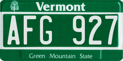 VT license plate AFG927