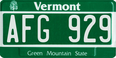 VT license plate AFG929