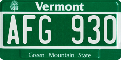 VT license plate AFG930