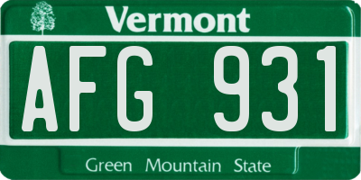 VT license plate AFG931