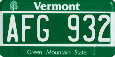 VT license plate AFG932