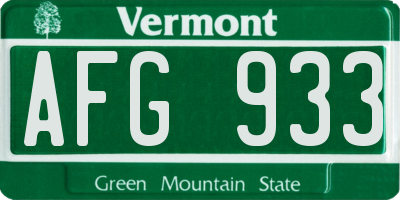 VT license plate AFG933
