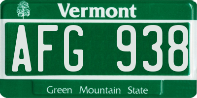 VT license plate AFG938