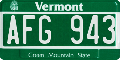 VT license plate AFG943