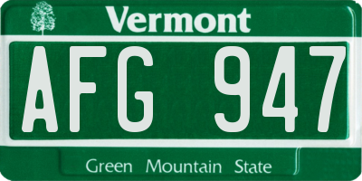 VT license plate AFG947