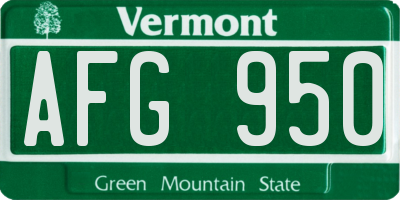 VT license plate AFG950