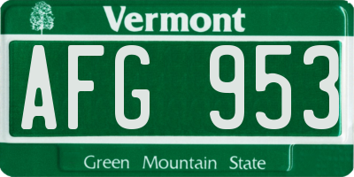 VT license plate AFG953