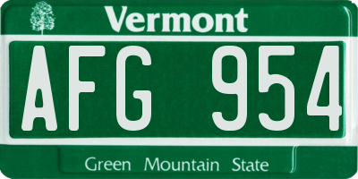 VT license plate AFG954